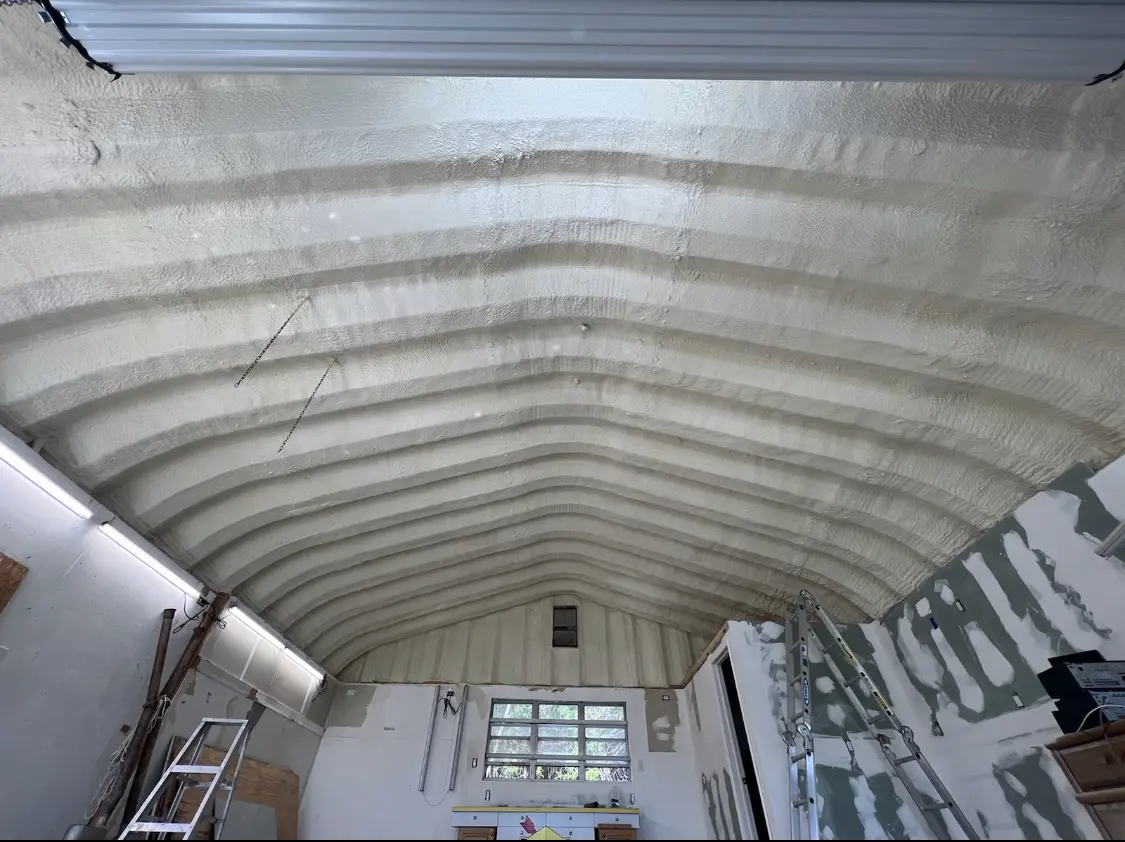 Spray polyurethane foam applied to the underside of a metal roof deck in Citrus
